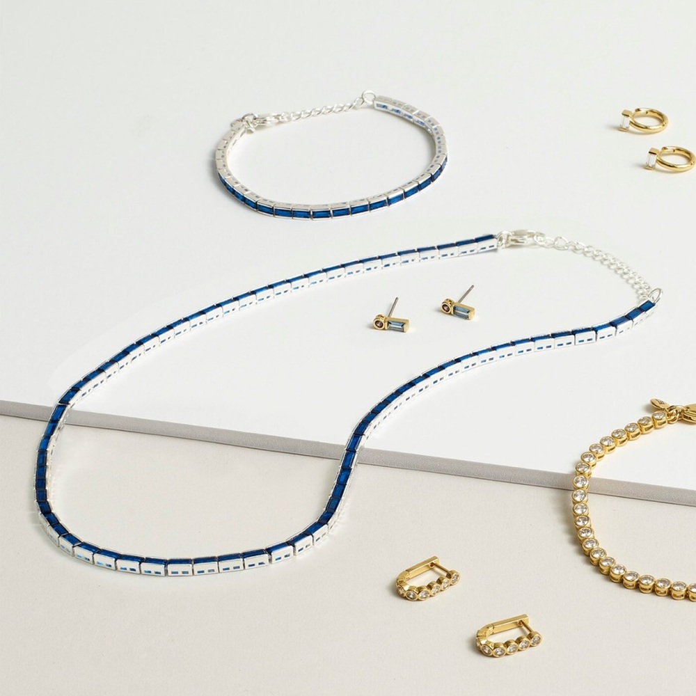 NWT Madewell the tennis collection baguette crystal necklace